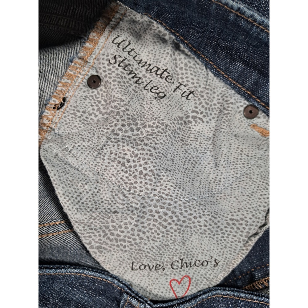 Chicos Platinum Ultimate Fit Slim Leg Jeans Blue Size 0 Regular Medium Wash - Picture 6 of 8